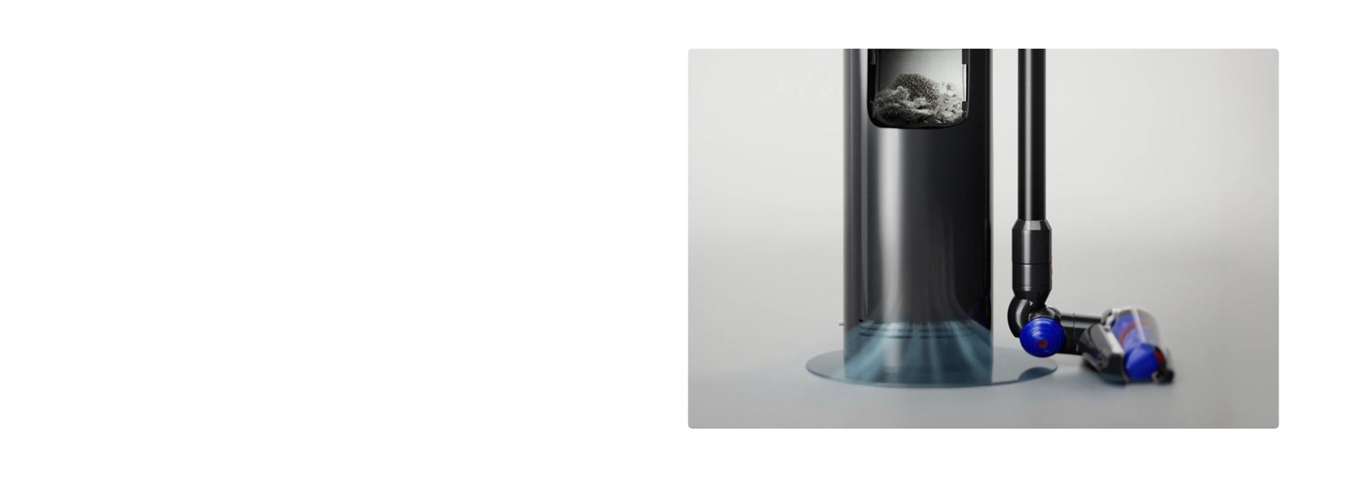A Dyson Auto-empty Dok tárolja a porszívóból kiürített port.