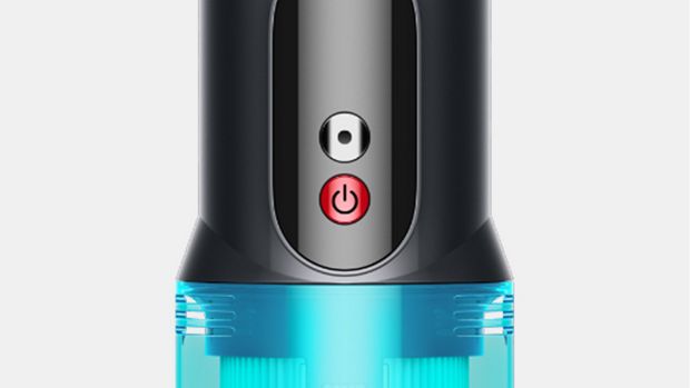 The Power and Mode select buttons on the Dyson V10 vacuum.