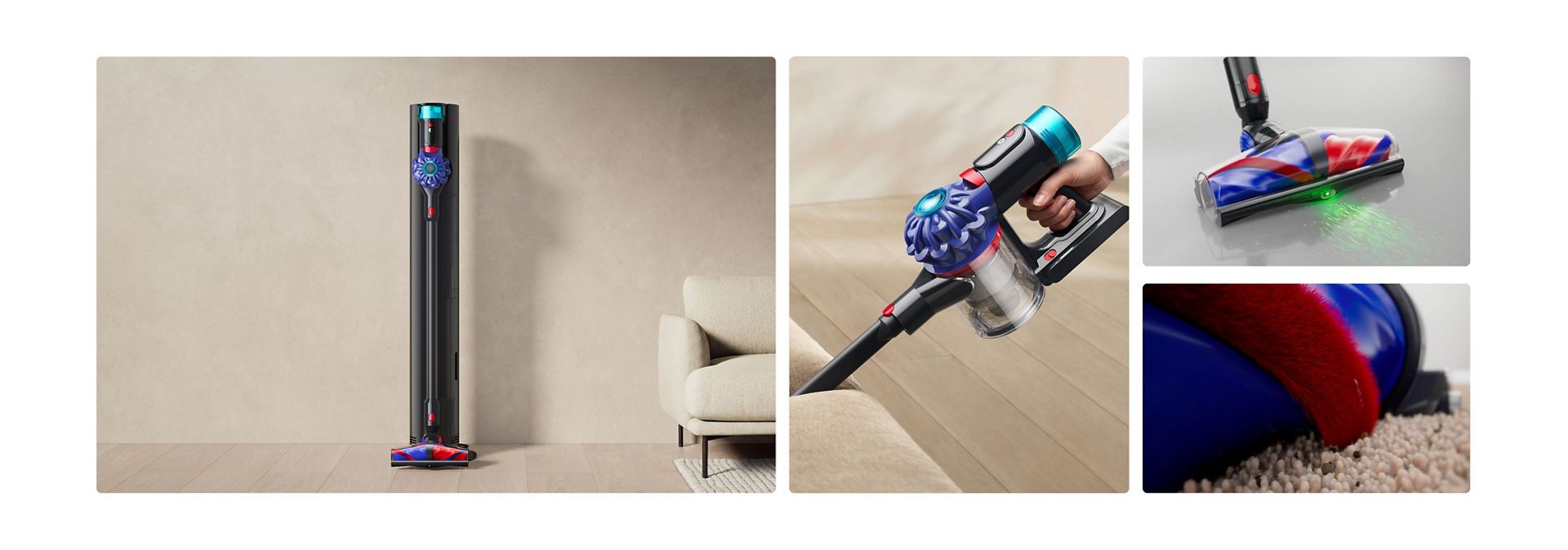 Otomatik boşaltma ünitesinde ve evi temizlemek için kullanılan Dyson Konical V10 kablosuz süpürge.