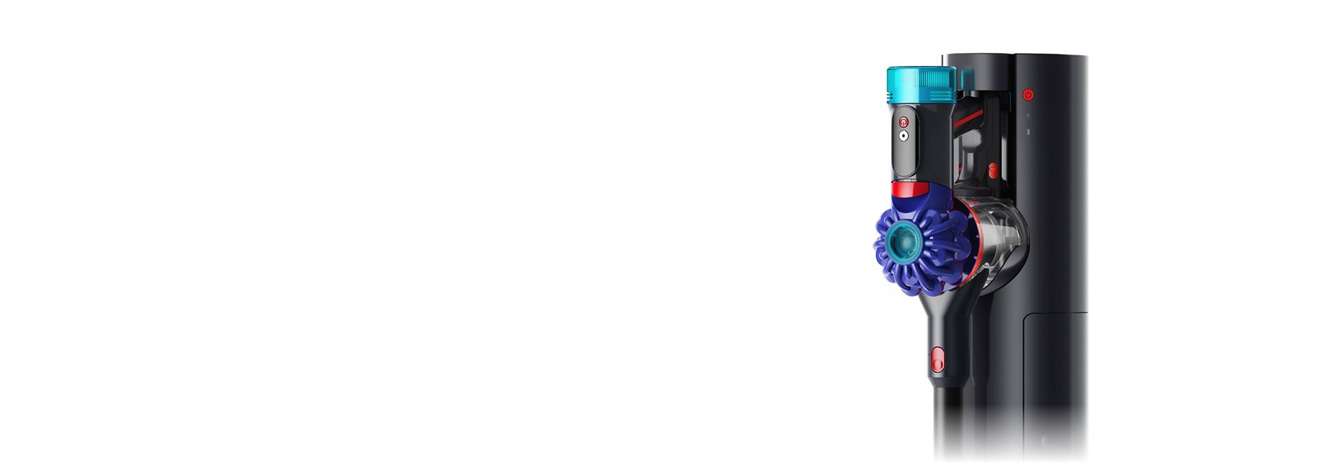 The Dyson Cyclone V10 cordless vacuum in the Auto-empty Dok.