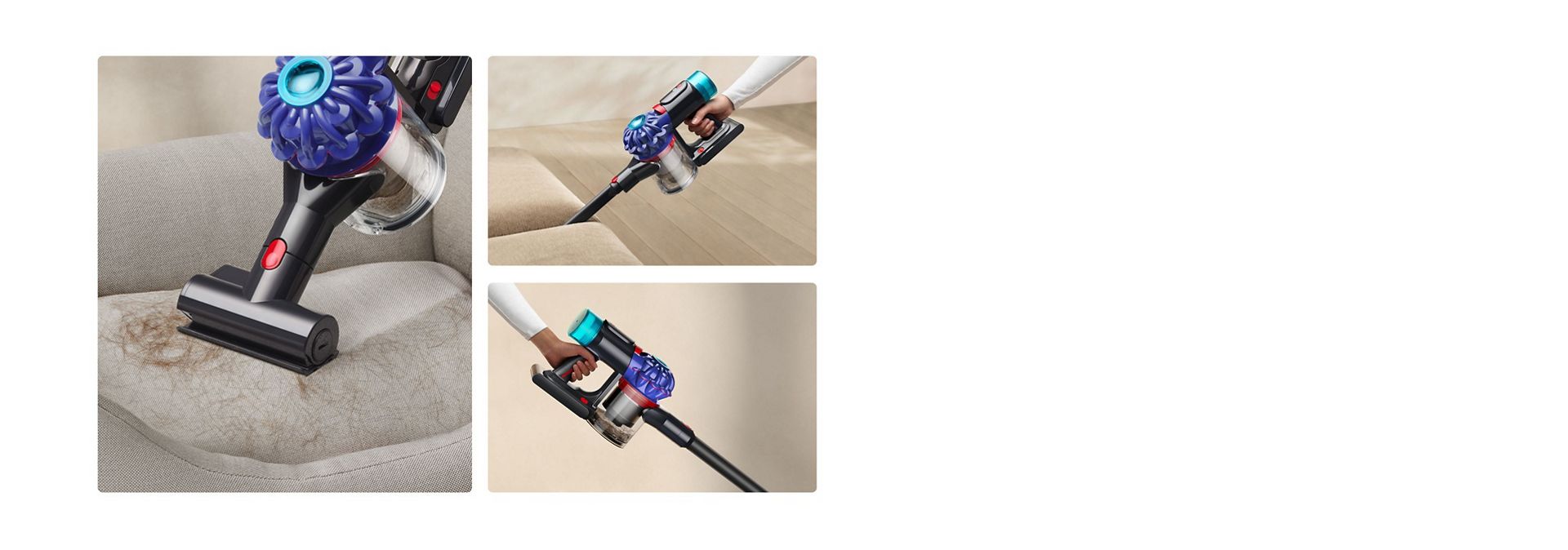 The Dyson V10 Optic cordless vacuum used to clean around the home.