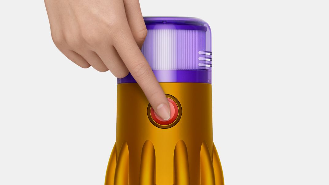 Ein-/Aus-Schalter des Dyson V12 Detect Slim kabellosen Staubsaugers.