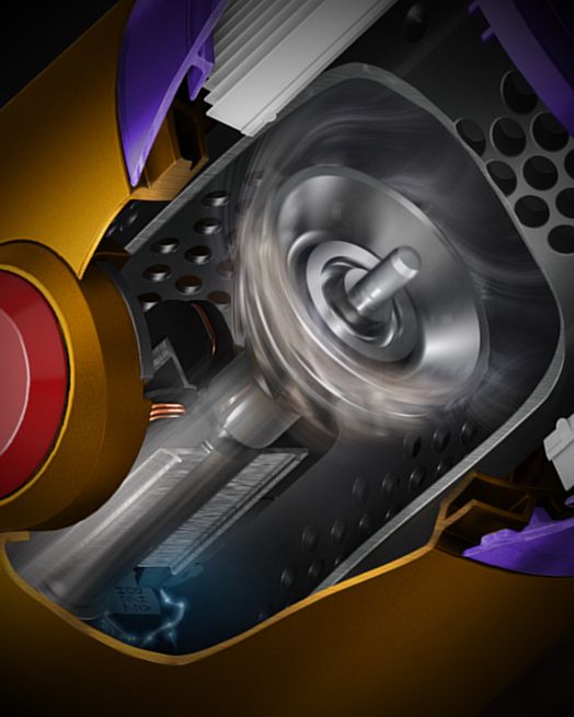 Schnittdarstellung des Motors im Dyson V12 Detect Slim kabellosen Staubsauger.
