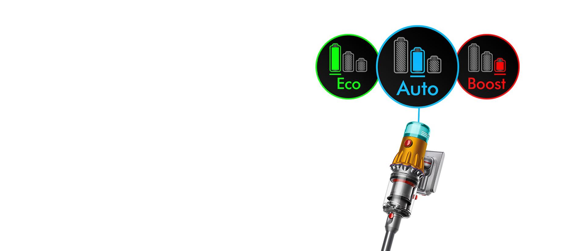 Ekran LCD w odkurzaczu Dyson V12s Detect Slim Submarine do czyszczenia na mokro i sucho.