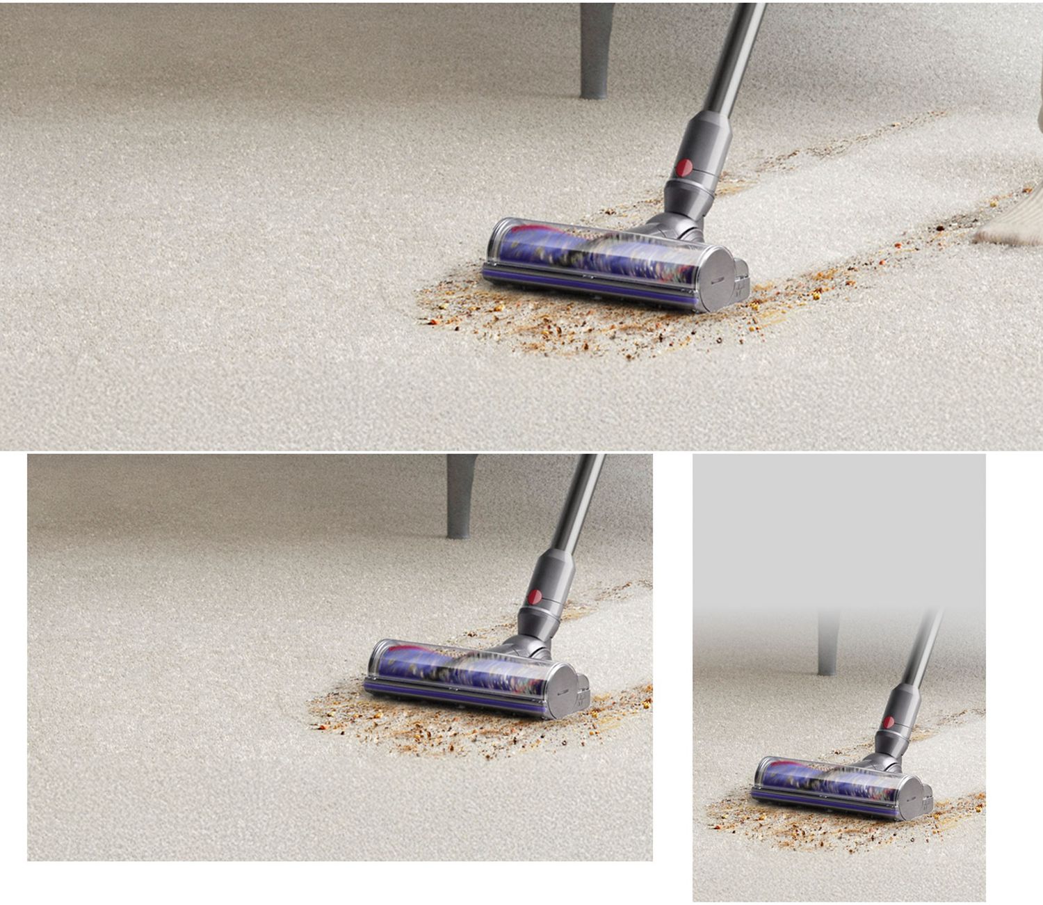 The Dyson V12s Detect Slim Submarine vacuum picks up hair and debris from a range of floor types.