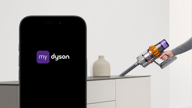 Telefón zobrazujúci aplikáciu MyDyson.