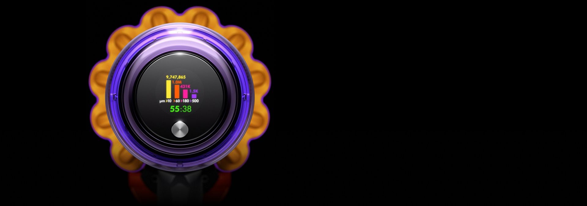 Displej bezkáblového vysávača Dyson V15 Detect.