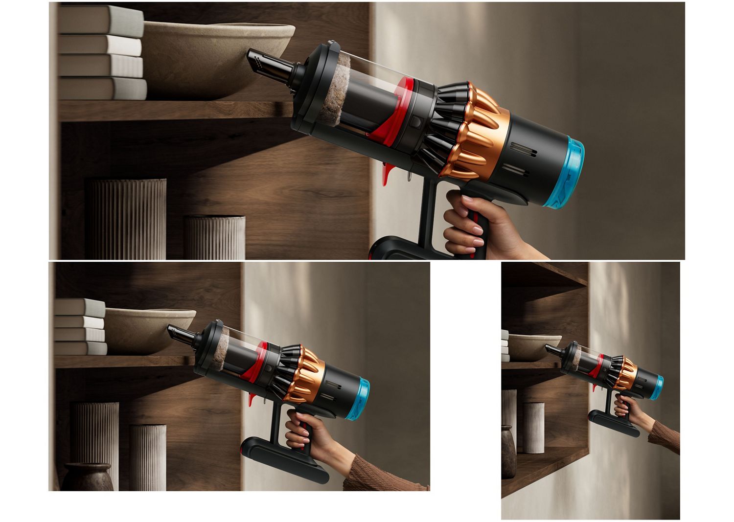 Dyson V16 Piston Animal vacuum used to clean in handheld mode.