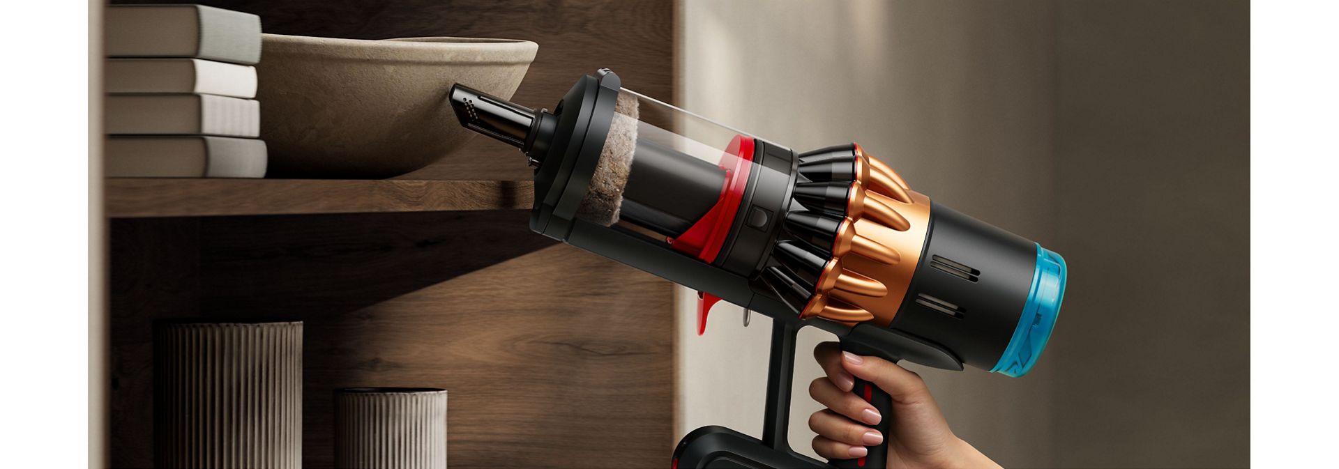 Dyson V16 Piston Animal vacuum used to clean in handheld mode.