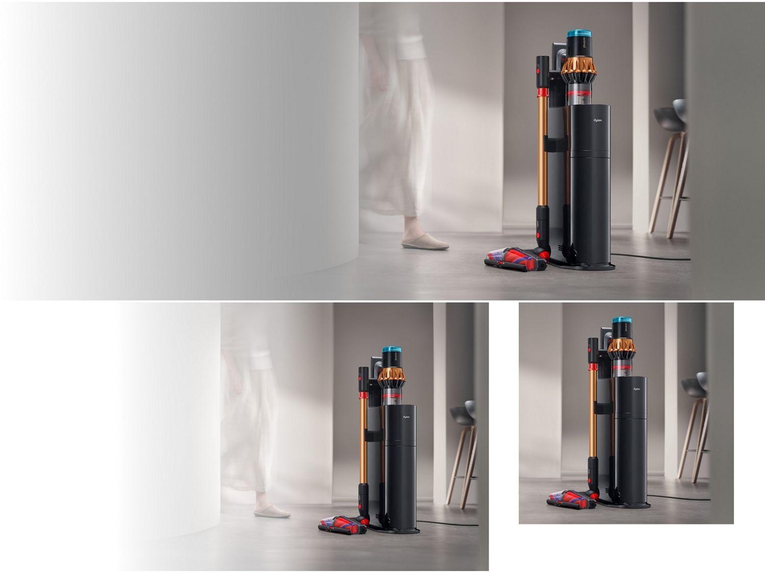 Dyson V16 Piston Animal vacuum in the Auto-empty Dok in a home.