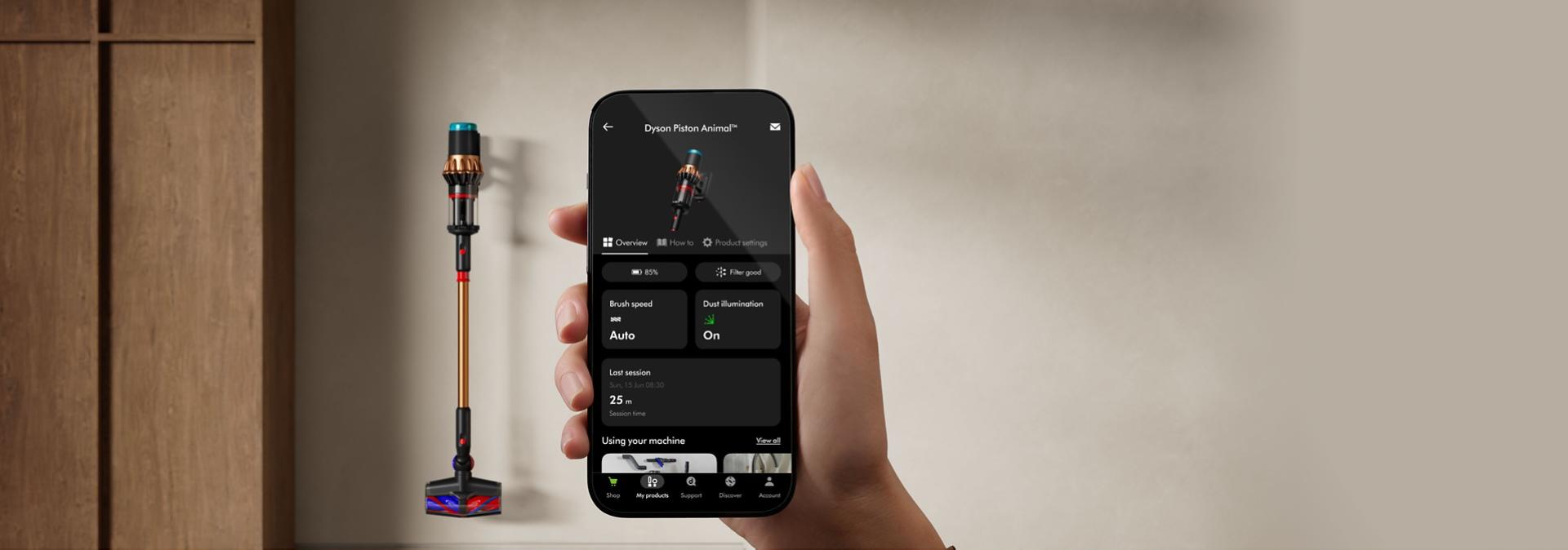 MyDyson app seen on a smartphone screen.