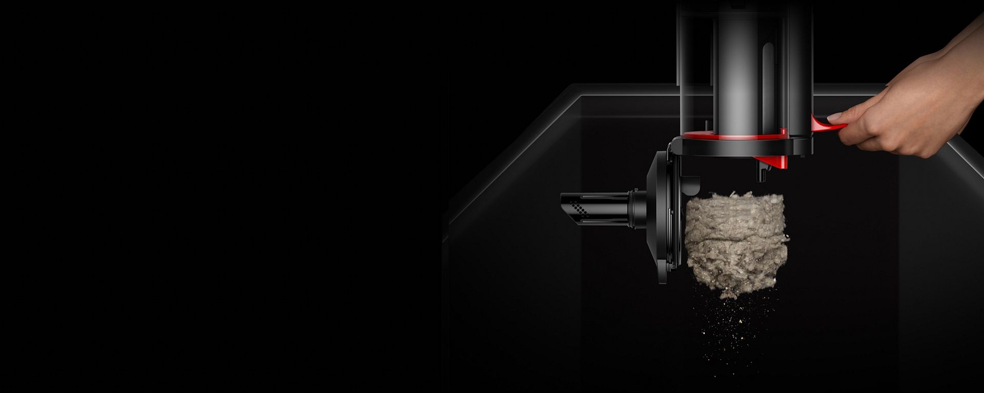 Dyson CleanCompaktor bin is emptied with a single smooth motion.