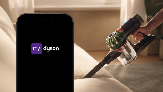 MyDyson uygulamasının görüntülendiği telefon.