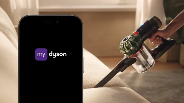 MyDyson uygulamasının görüntülendiği telefon.