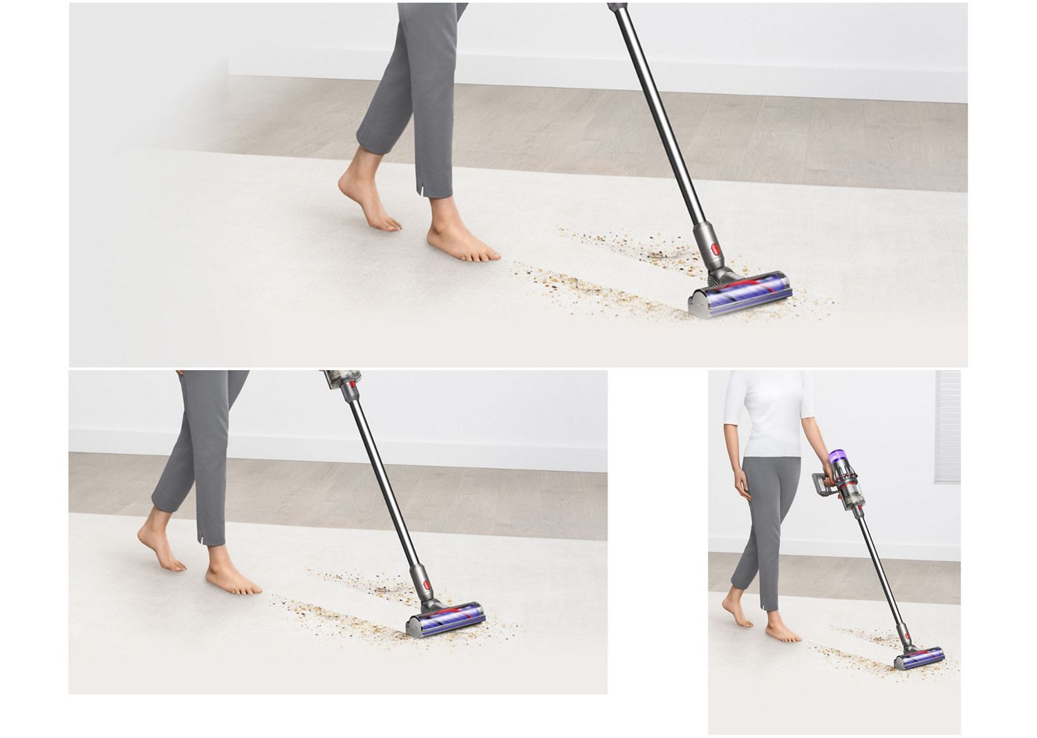 Dyson V9 Motorbar cordless vacuum used to clean around the home.