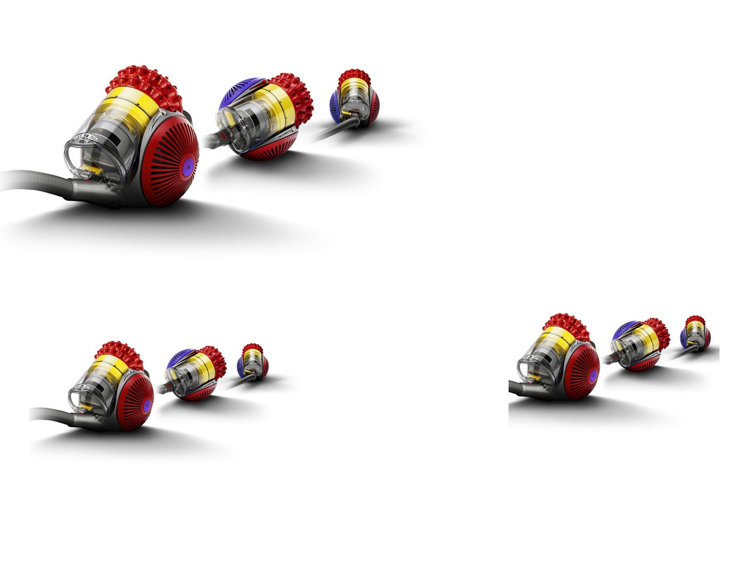 Dyson Big Ball vacuum self-righting after tipping over.