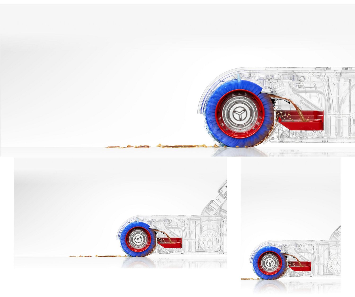 A cut out of the Dyson Clean+Wash Hygiene hard floor cleaner self-cleaning roller.