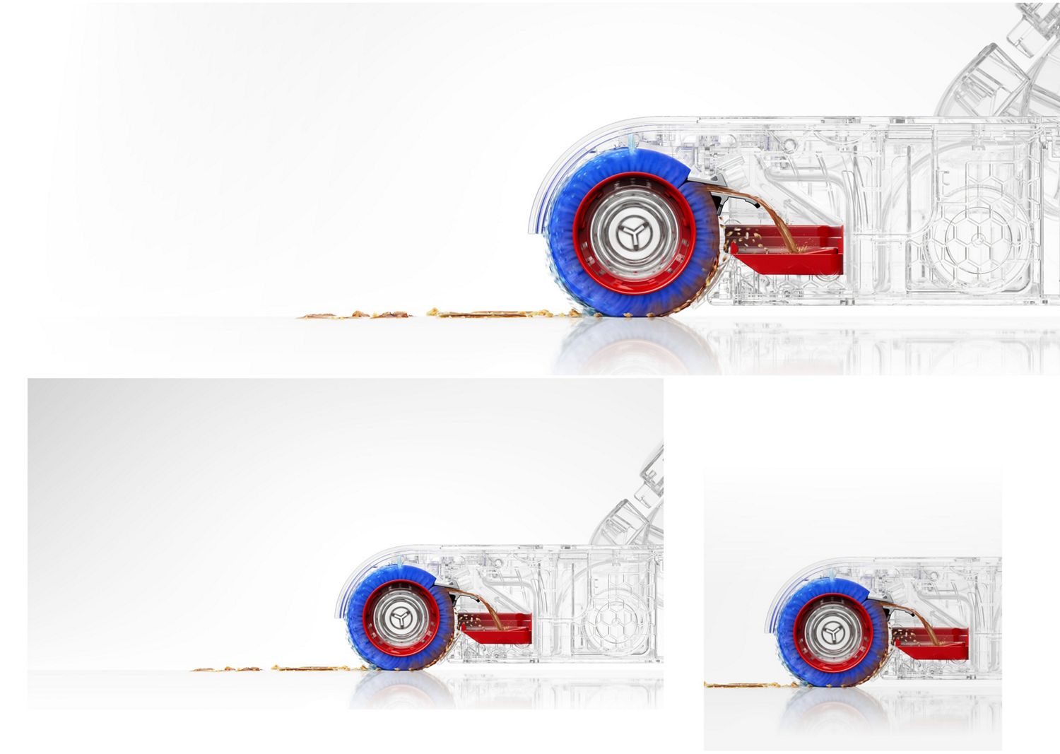 Der Dyson WashG1 Nassreiniger reinigt seine Walzen bei jeder Umdrehung, damit er immer sauberes Wasser verwendet.