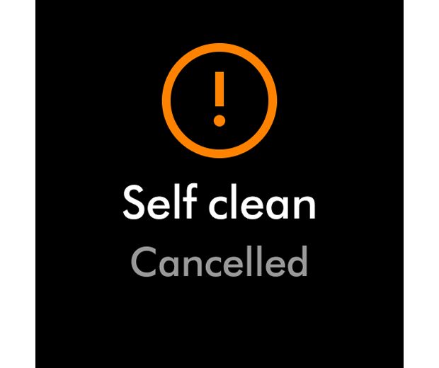 Výstražná ikona s textem Samočištění zrušeno.