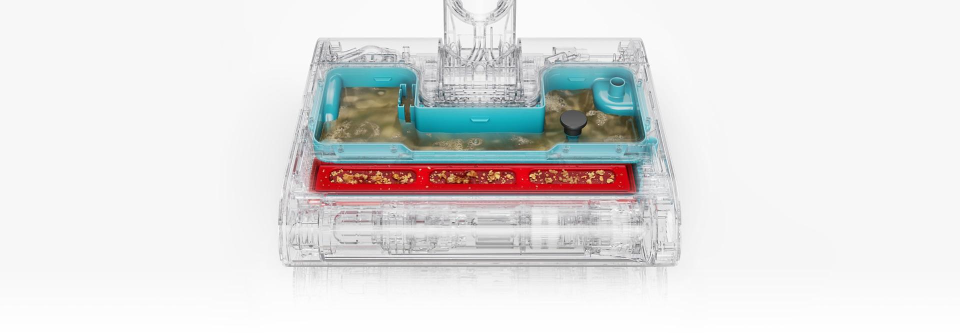 A cut out of the Dyson Clean+Wash Hygiene hard floor cleaner.