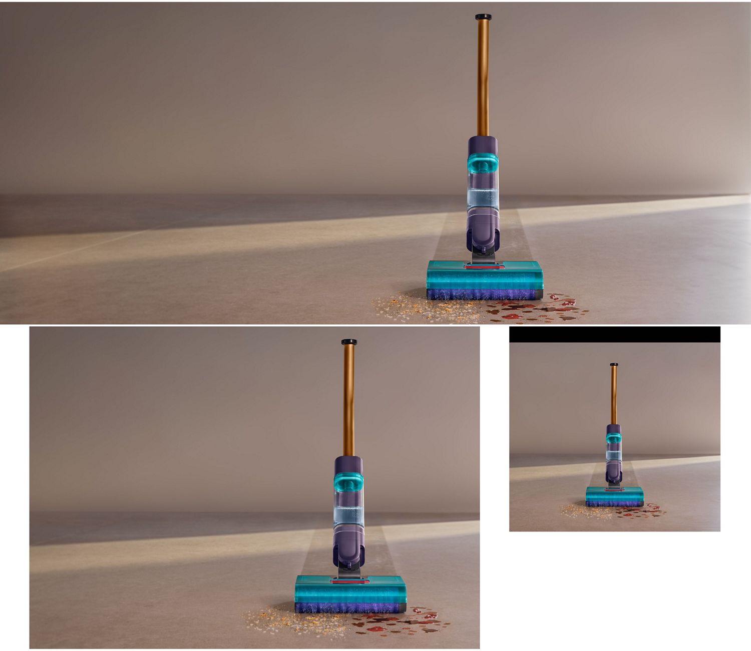 L’aspirapolvere lavapavimenti Dyson Clean+Wash Hygiene che lava un pavimento.