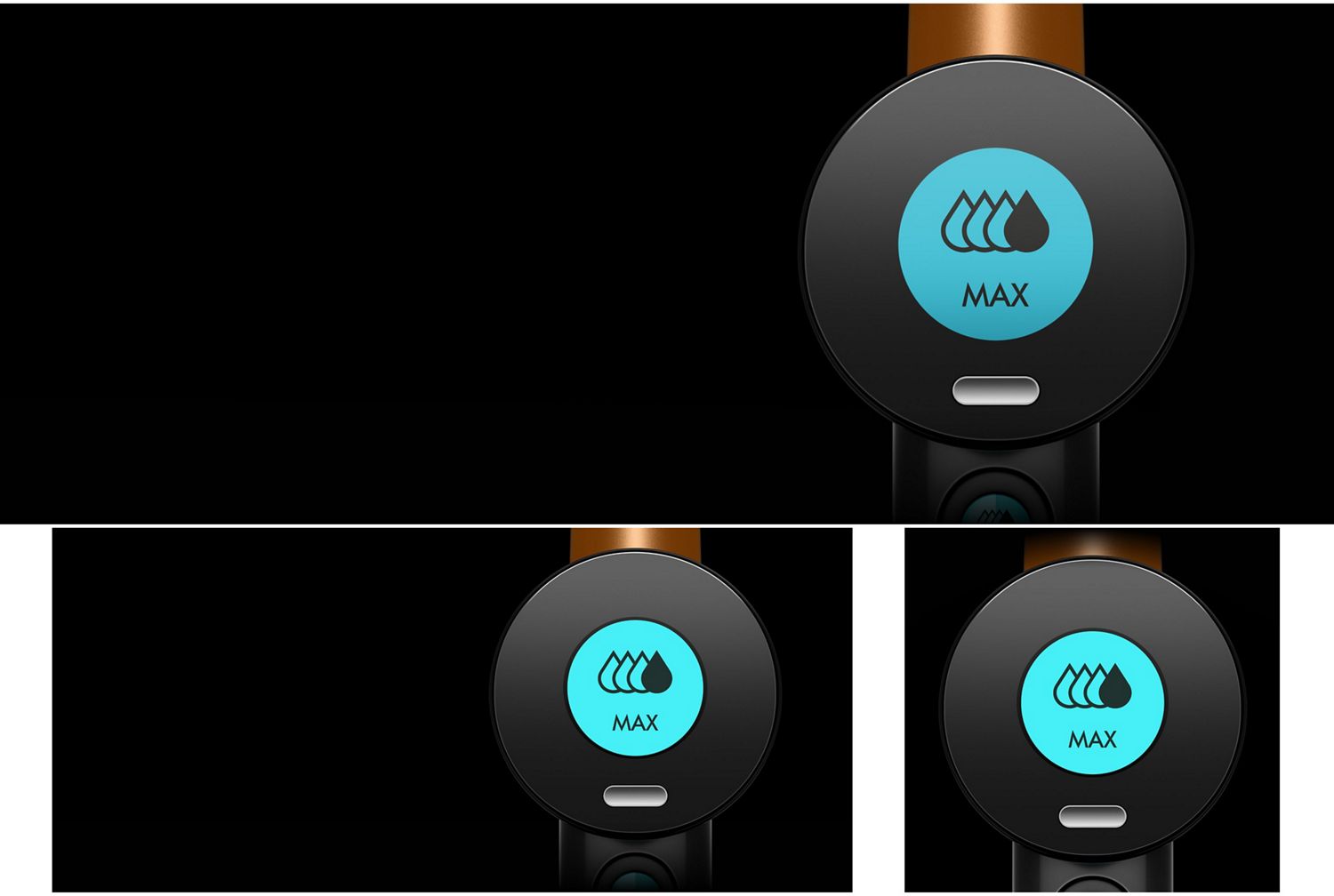 Primo piano del lavapavimenti Dyson Clean+Wash Hygiene in modalità Max.