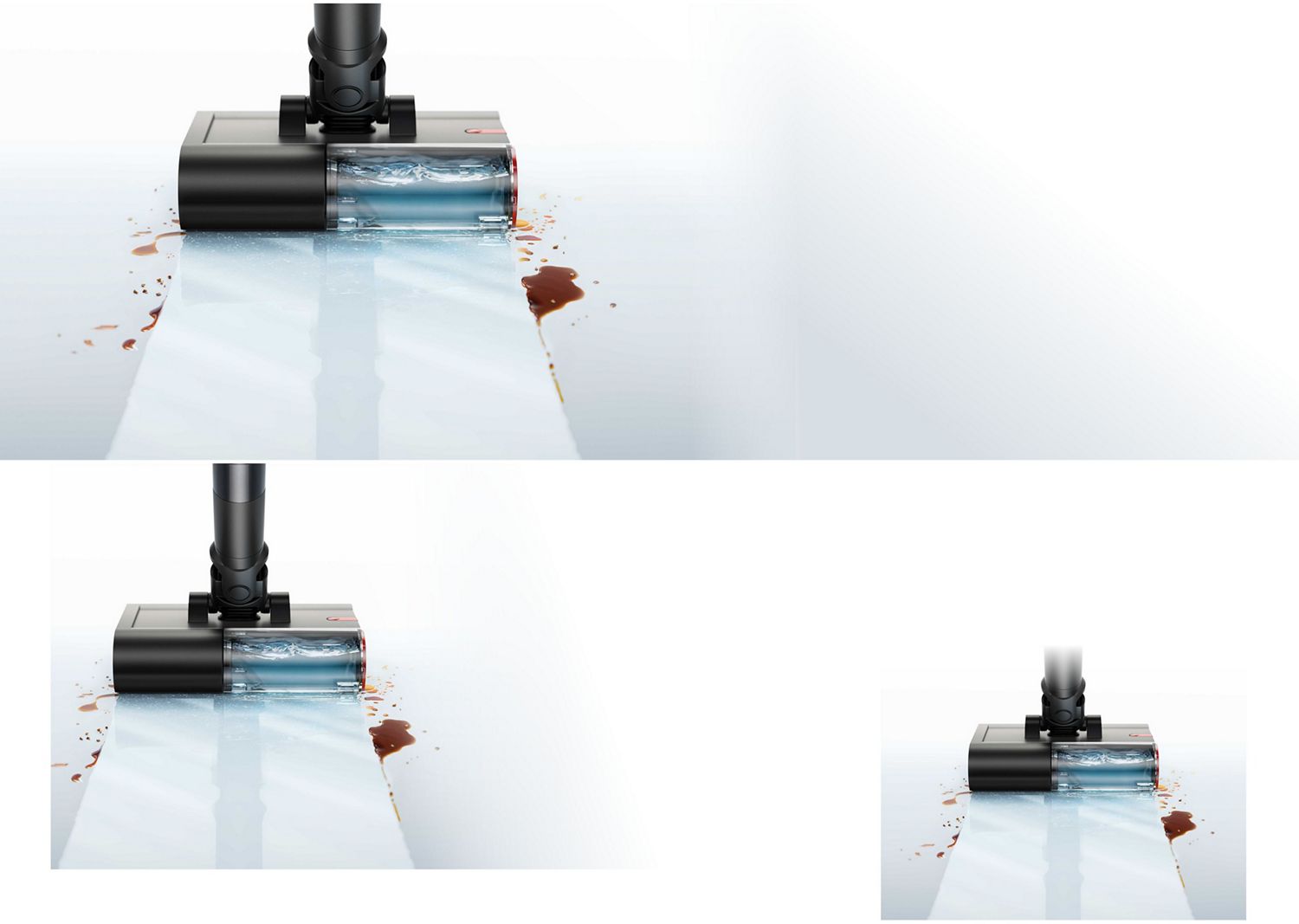 Gros plan sur le réservoir d'eau propre de la brosse de l'aspirateur Dyson PencilWash.