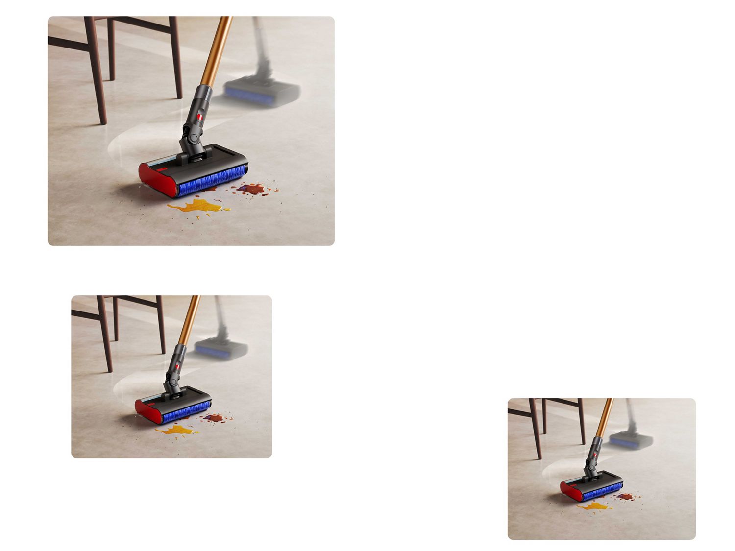 Le nettoyeur de sols Dyson PencilWash se manœuvre facilement pour nettoyer autour d'un pied de chaise.