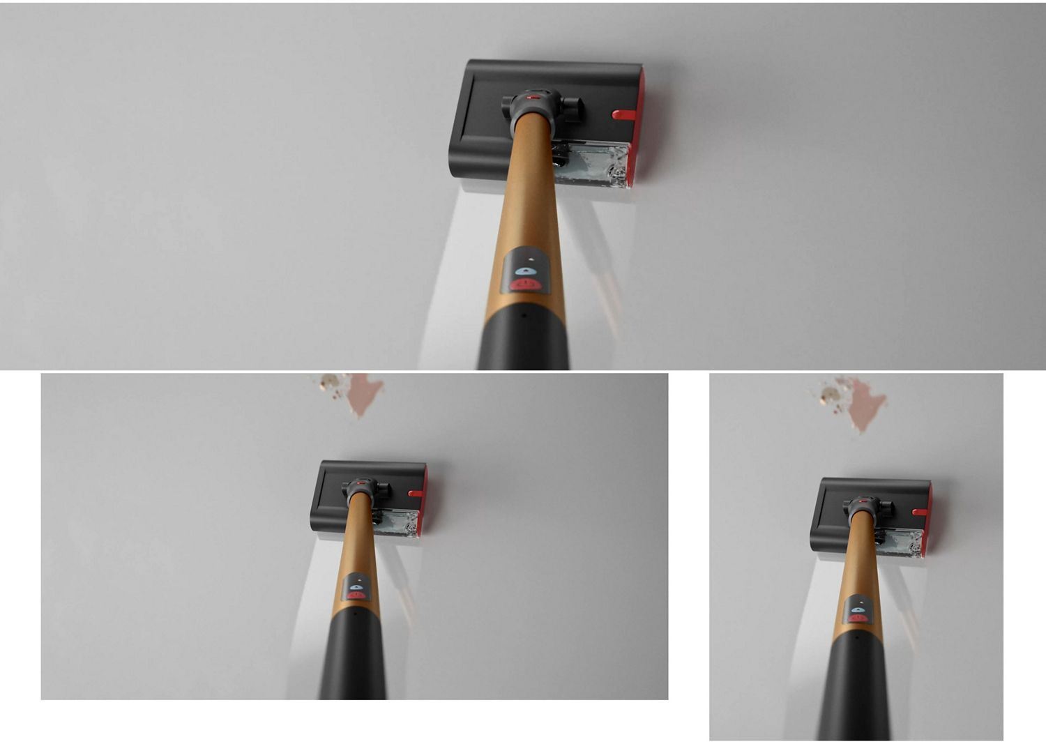 Der Dyson PencilWash Nassreiniger wird verwendet, um eine verschüttete Flüssigkeit von einem Hartboden zu entfernen.