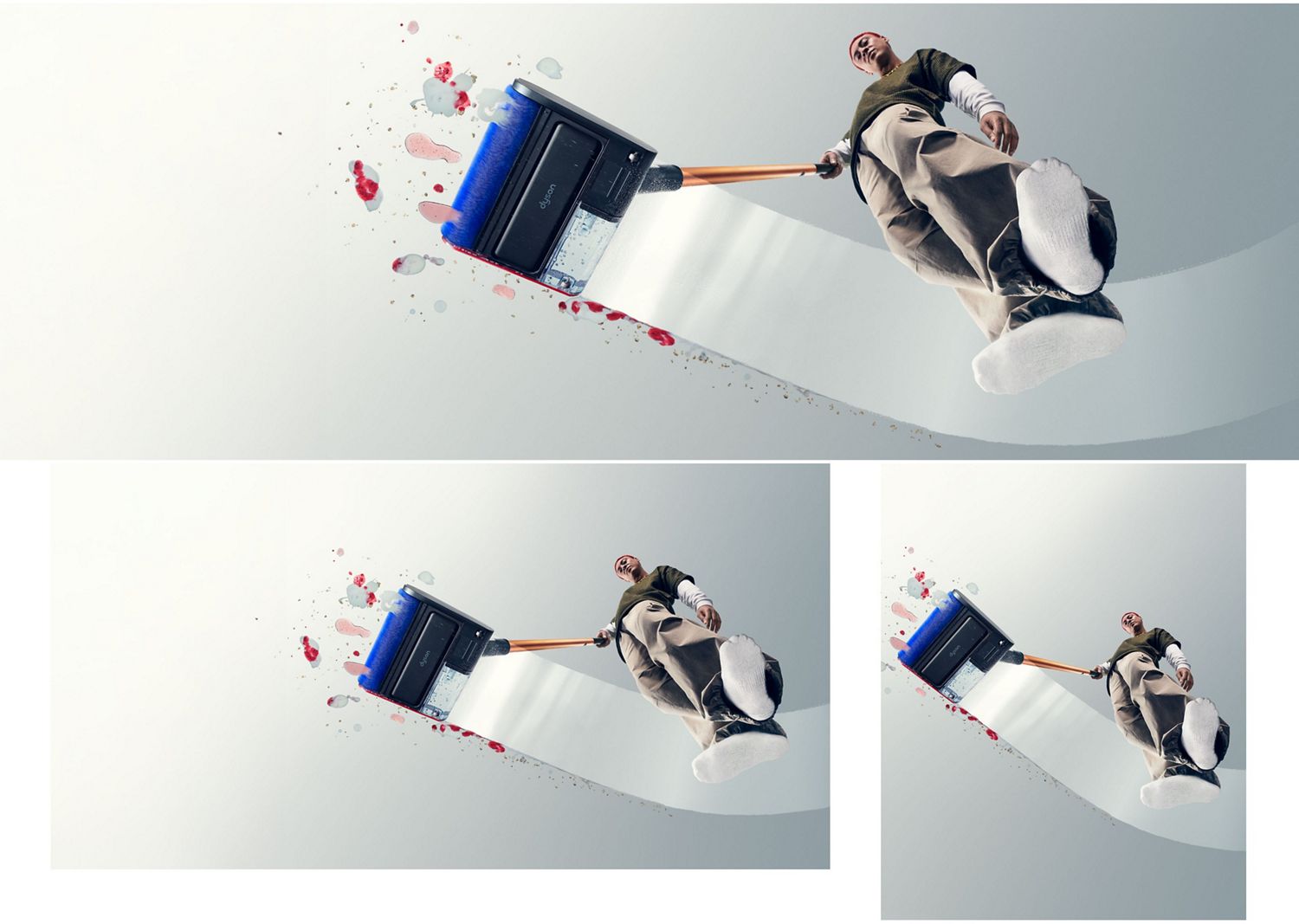 Una persona pulisce senza sforzo con il lavapavimenti Dyson PencilWash.