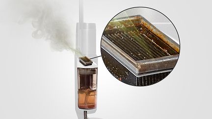 Cutaway showing a dirty filter on a traditional wet floor cleaner. Cutaway showing a dirty filter on a traditional wet floor cleaner.