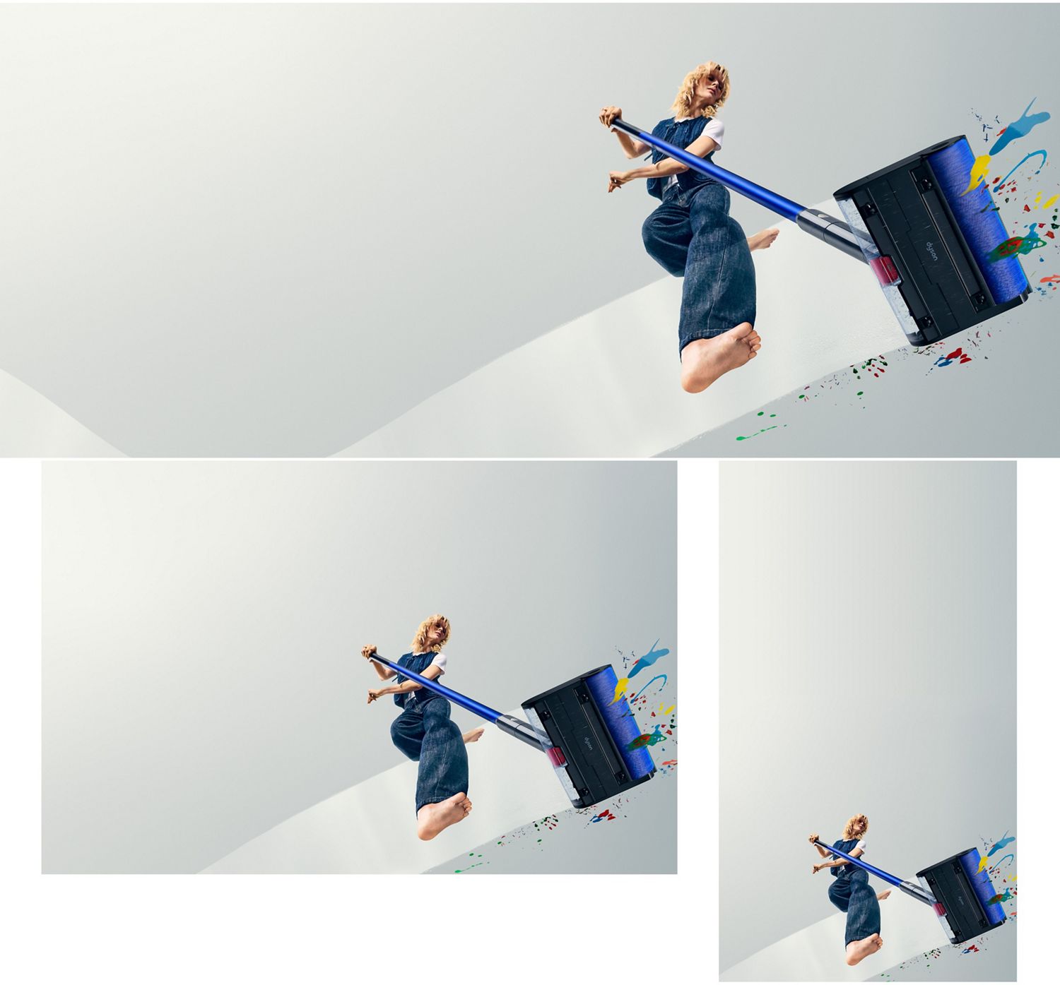 Nettoyeur de sols Dyson W1 PencilWash utilisé pour nettoyer les déversements et les taches sur un sol.