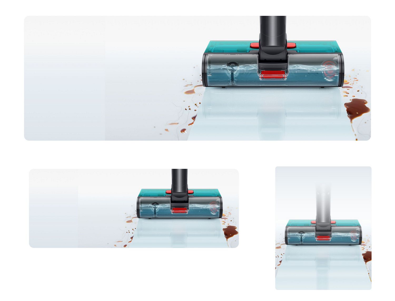 Dyson W1 PencilWash cleaner cleaning spills and stains without streaks.