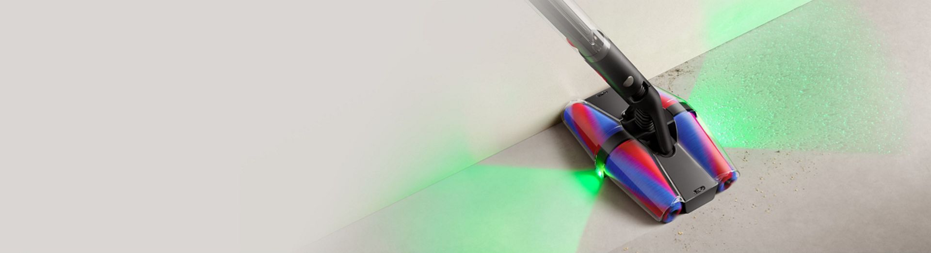 The Dyson Fluffycones cleaner head cleans right up to the edge of a floor.