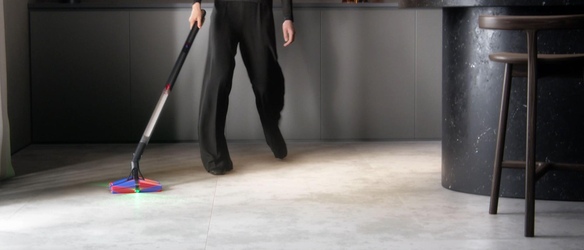 Dyson PencilVac Fluffycones cleaner used to clean around the home.