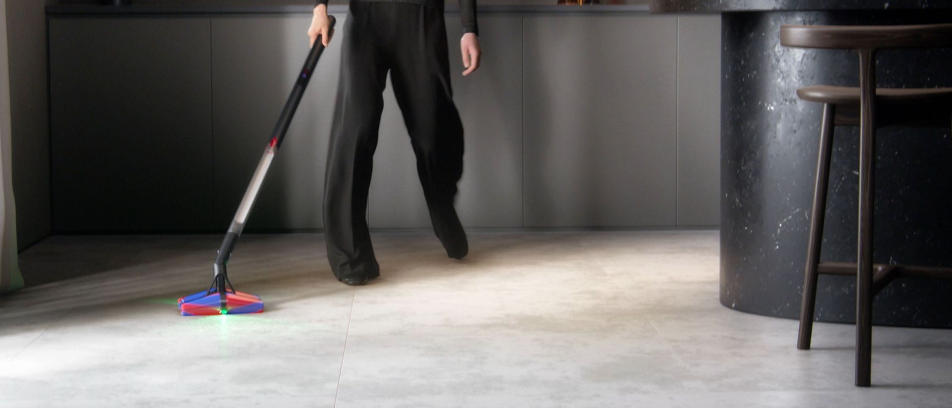 Dyson PencilVac Fluffycones cleaner used to clean around the home.