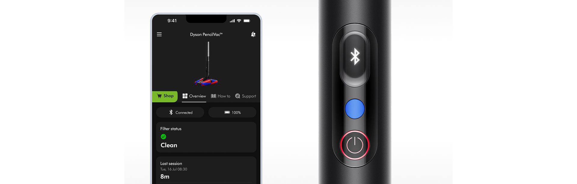The Dyson PencilVac cleaner as seen on the MyDyson app.