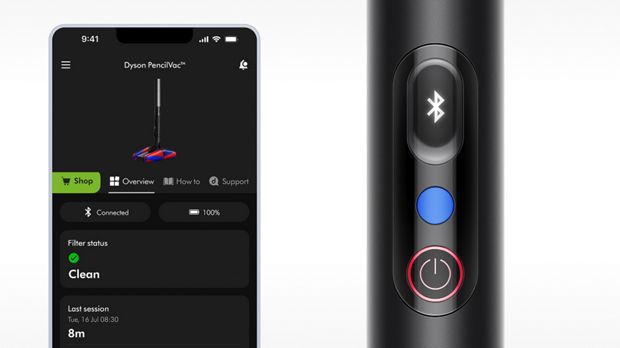The Dyson PencilVac cleaner as seen on the MyDyson app.