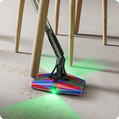 床のホコリを照らすFluffyconesクリーナーヘッド