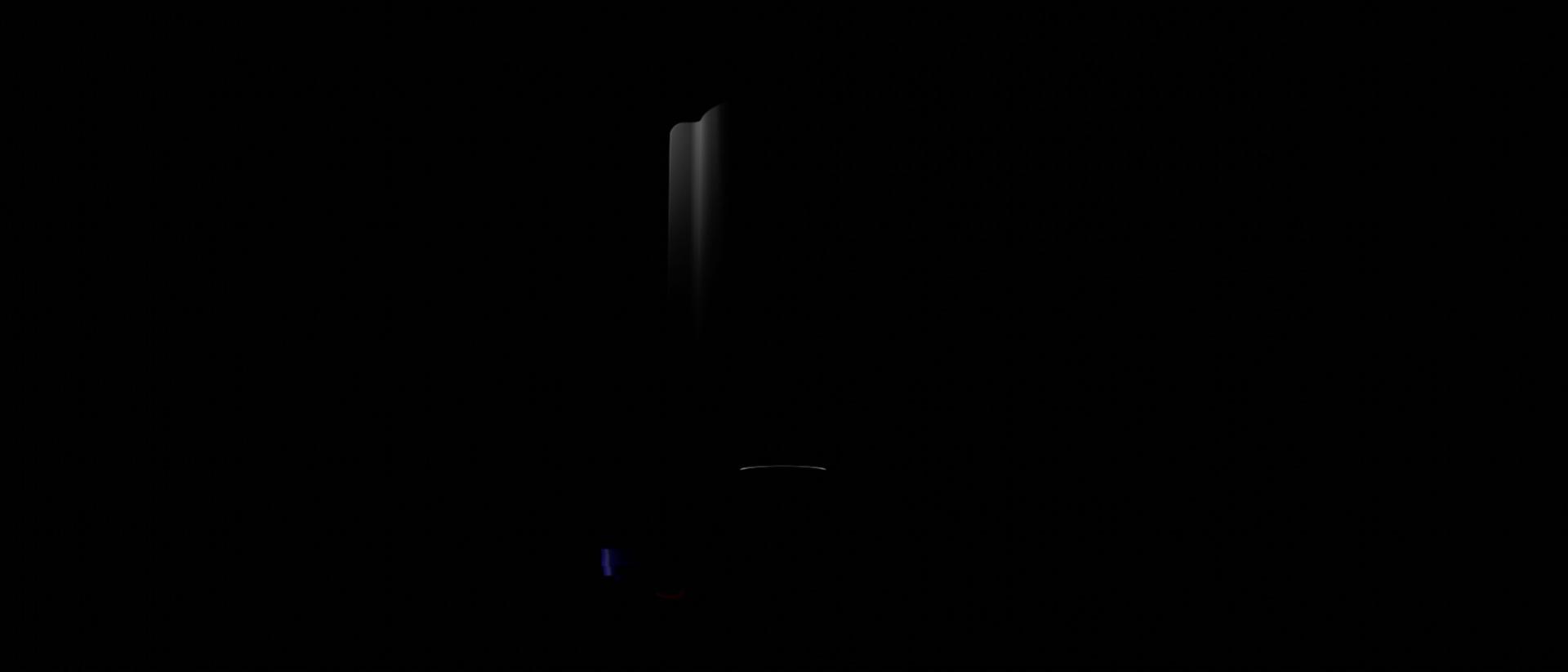 Silhouetted view of the Dyson R1 Nurovi Dry robot vacuum cleaner.