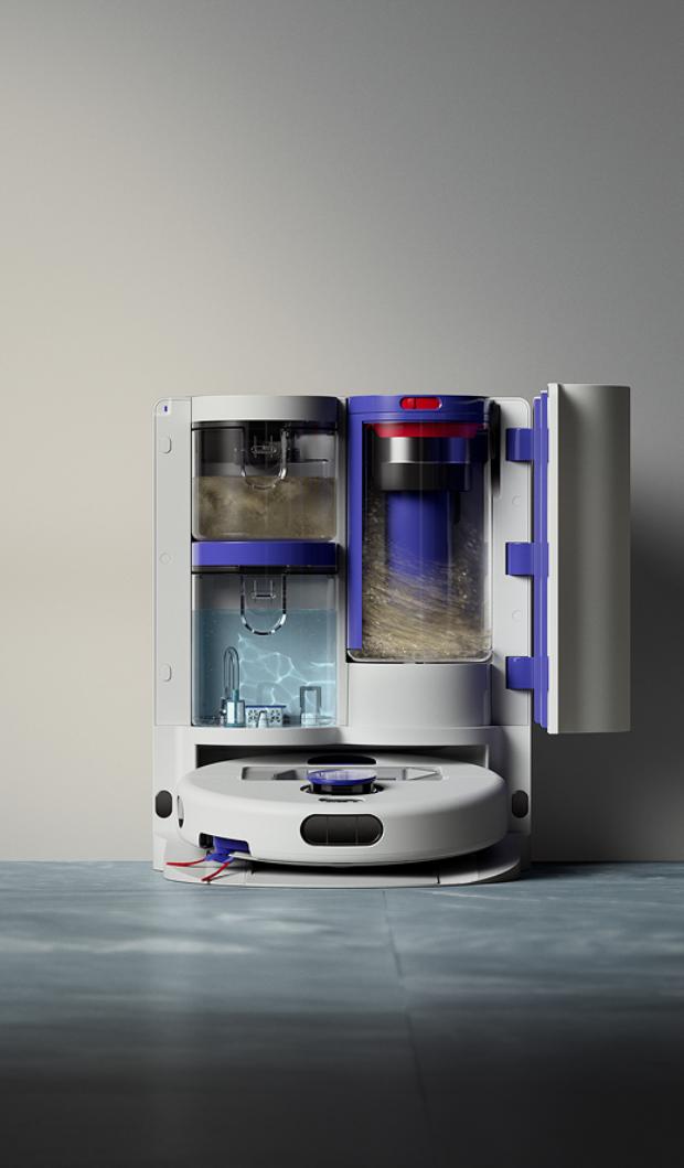 Dyson R2 Nurovi Wash+Dry robot vacuum and dock.