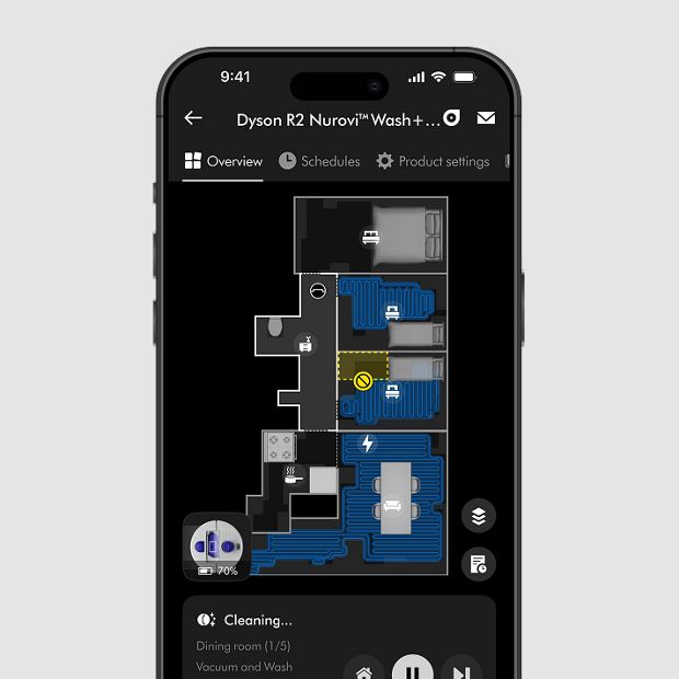 Rooms set up on the MyDyson app.