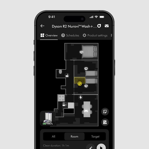 Robot location on the MyDyson app.