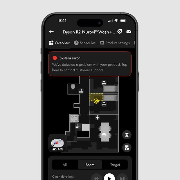 An error shown on the MyDyson app.