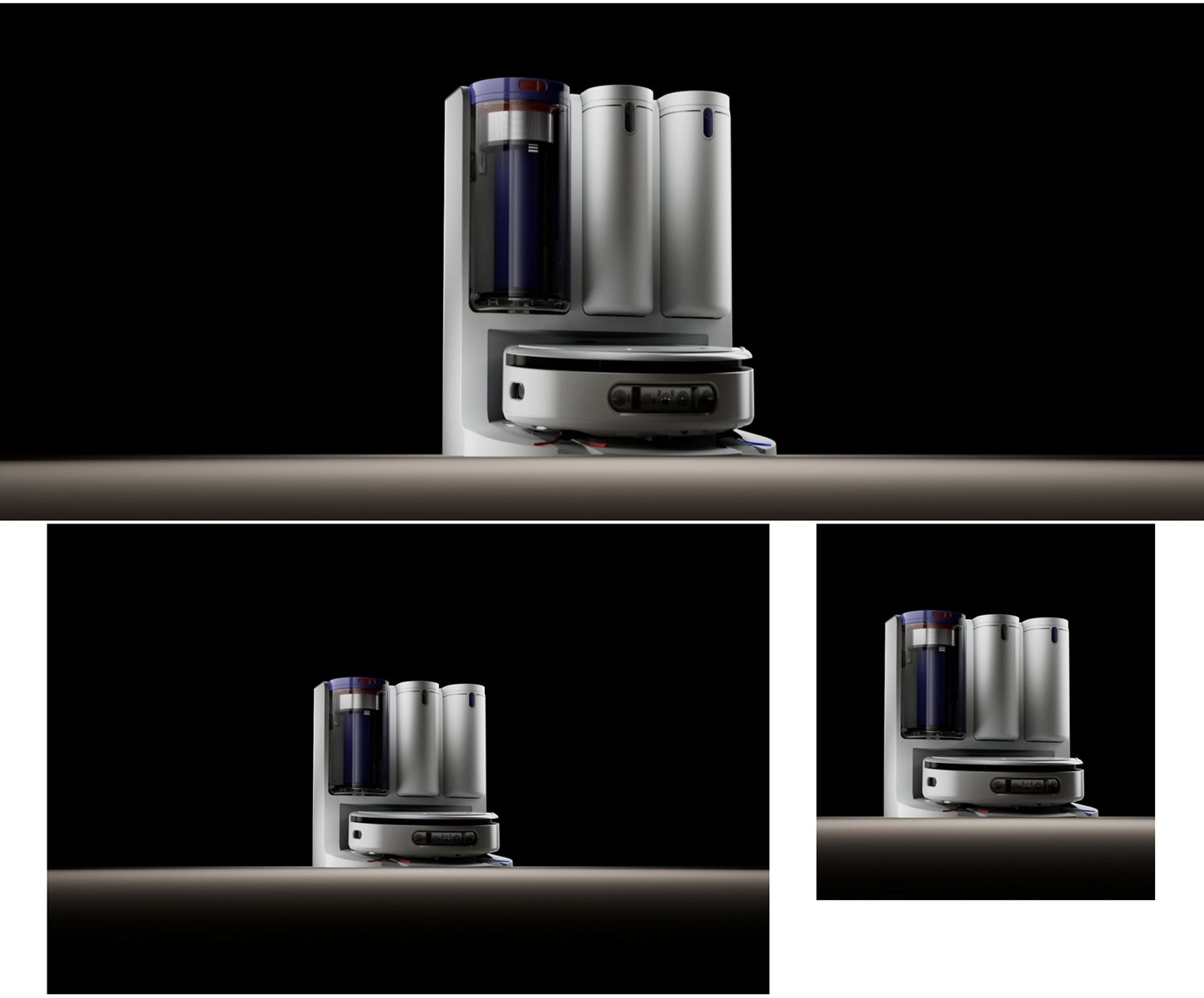 Dyson R3 Nurovi Spot+Scrub UV robot vacuum cleaner in its dock.