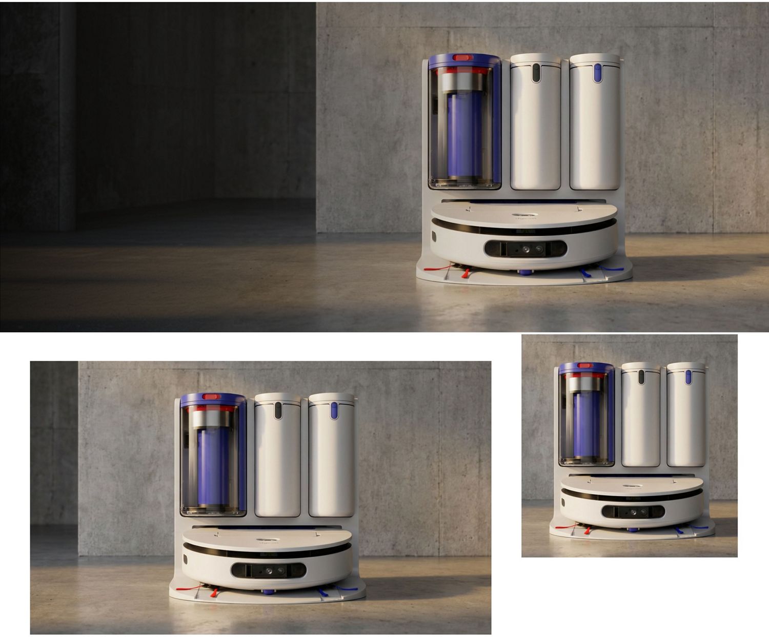 Dyson R3 Nurovi Spot+Scrub UV robot vacuum in its dock.