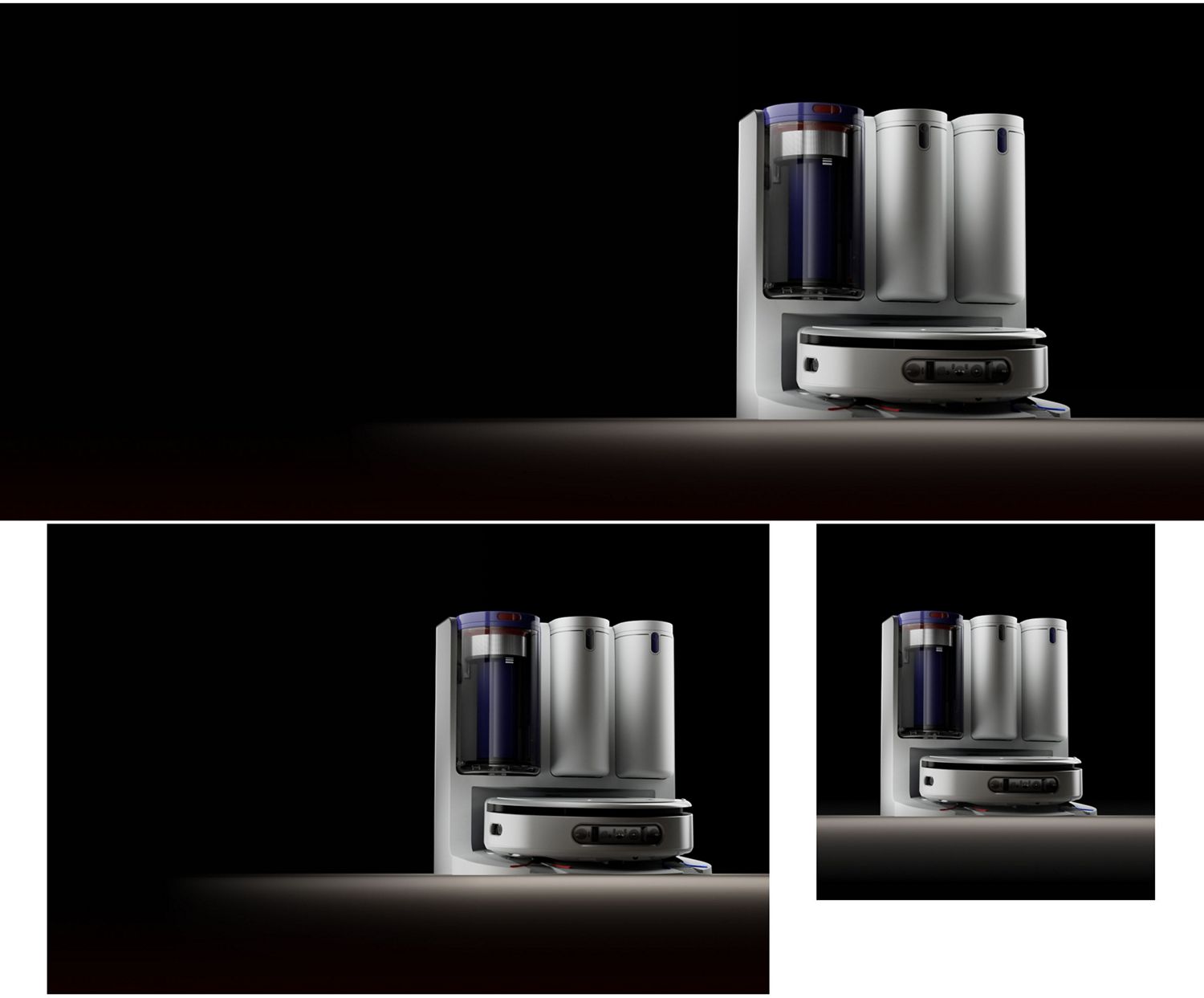 Dyson R3 Nurovi Spot+Scrub UV robot vacuum cleaner in its dock.