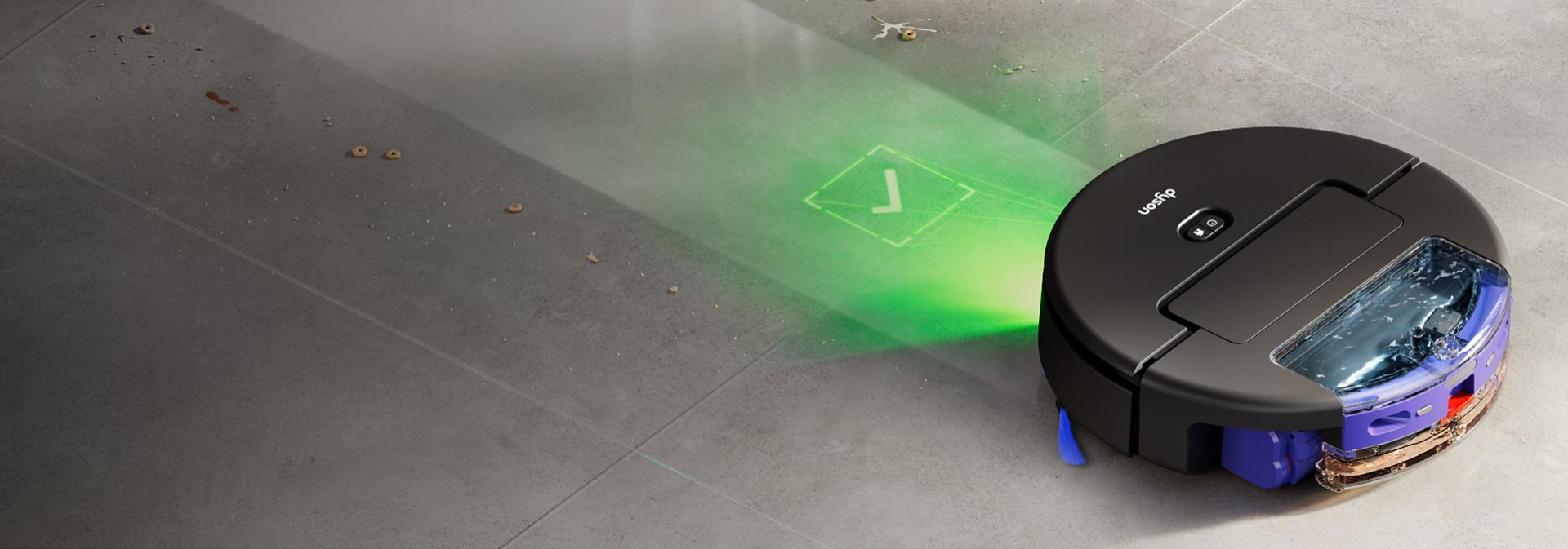 The Dyson Spot+Scrub Ai robot vacuum checks to ensure the floor is completely clean before moving on.