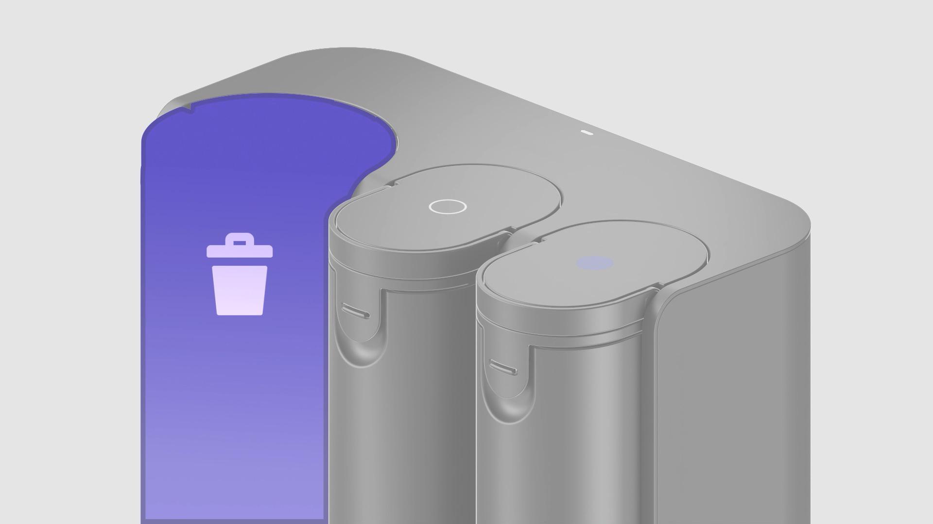 The Dyson Spot+Scrub Ai docking station’s full dry bin.