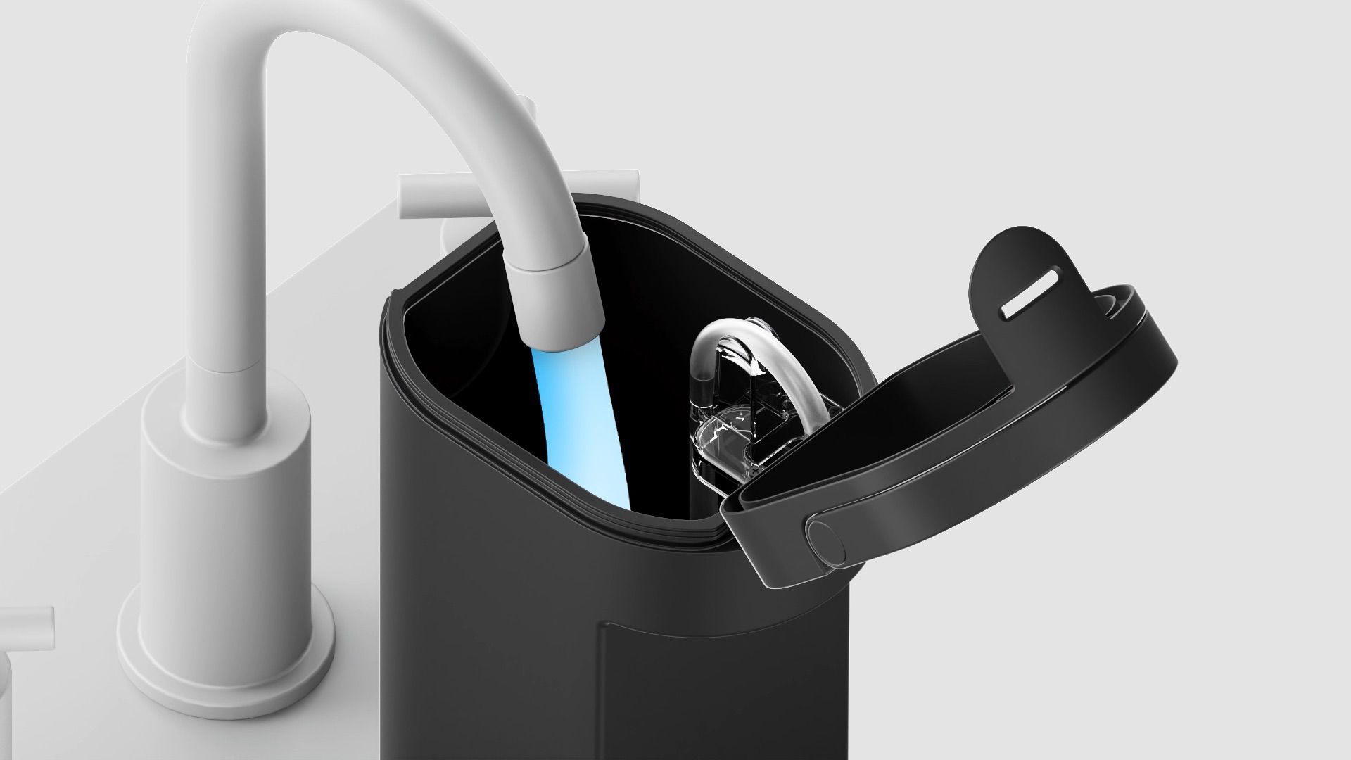 The Dyson Spot+Scrub Ai docking station’s clean water tank is filled with water.